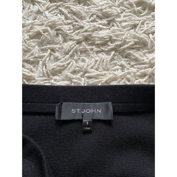 St. John Skirt Black Pencil Stretch Perforated Small Mid Length - Picture 5 of 9